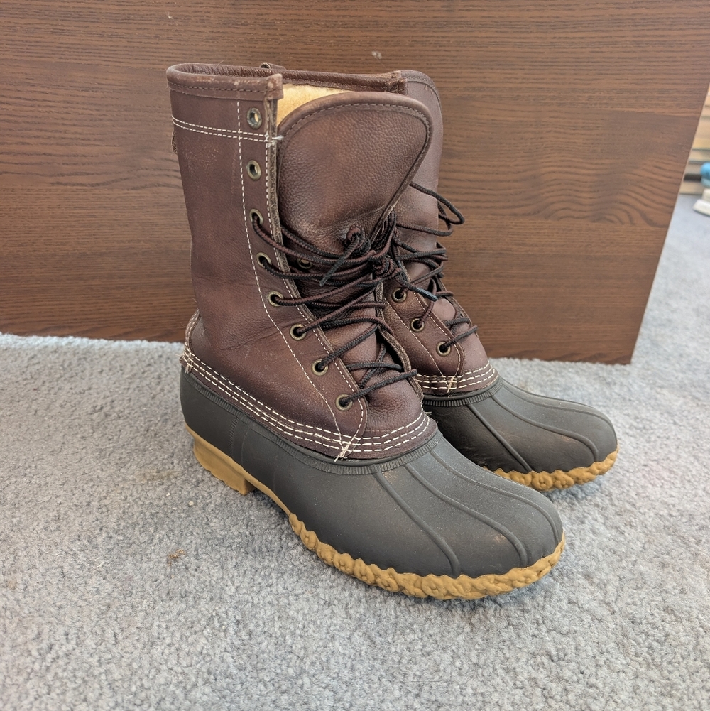 LL Bean Duck Boots Shearling Lined 10in Size 9